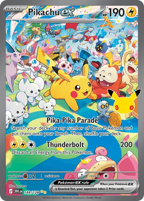 Pikachu ex 149, 30th Celebration